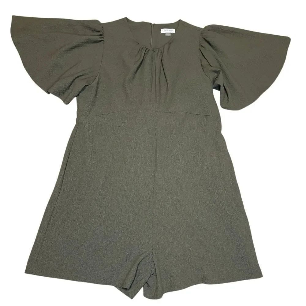 Calvin Klein Olive Green Romper. Crepe Fabric. Size 14. Excellent Condition!!